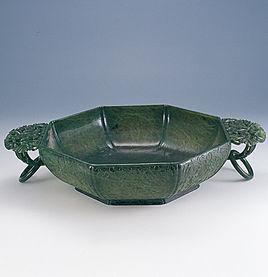 清碧玉雙耳環八棱番蓮大洗 清碧玉雙耳環八棱番蓮大洗