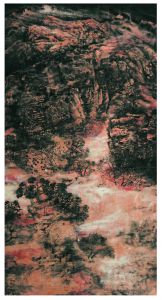 太行歲月180cmX96cm紙本水墨岩彩2009年海岩宿千，河北美術館收藏
