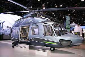 Eurocopter EC175 在 2009年巴黎航展做靜態展示 乘員： 2人 載客量： 16人 長度： （） 鏇翼直徑： （） 高度： （） 鏇翼面積： （） 空重： （） 最大起飛重量： 7,000 公斤（15,433 磅） 發動機： 2×加拿大普惠公司 PT6C-67E 渦輪軸發動機，每個 1,325 千瓦（2,000 馬力） 類型 中型運輸直升機（Medium utility helicopter） 製造商 哈爾濱飛機工業集團有限責任公司歐洲直升機公司 首飛 2009年12月17日於馬賽