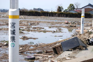 宮城縣災區名取市被海嘯淹沒後的地區