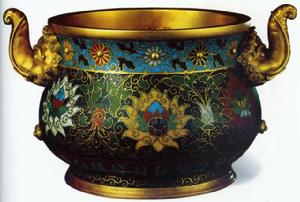 掐絲琺瑯象耳爐 掐絲琺瑯象耳爐