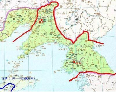 遼東政權鼎盛時期形勢圖（紅線內）