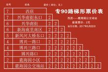 北京公交專90路梯形票價表