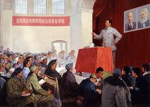 紅色經典油畫兩幅