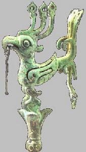 青銅神樹枝頭花蕾及銅鳥