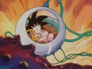 被放在圓形小宇宙飛船送到地球