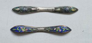 清末浮雕琺瑯花卉紋髮簪 清末浮雕琺瑯花卉紋髮簪