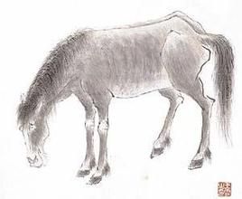 王雲畫設色瘦馬圖軸