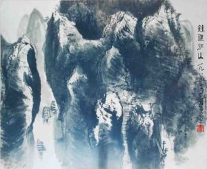 這是畫家黃琦的一幅山水畫作品代表作