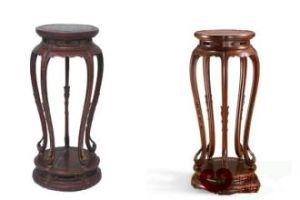 紅漆嵌琺瑯面梅花式香幾 紅漆嵌琺瑯面梅花式香幾