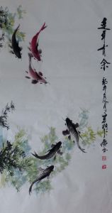 王廣然創作的中國風水禪意畫《連年有餘》