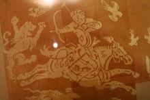 狩獵紋灰纈絹 唐代