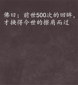 佛曰;前世500次的回眸,才換得今世的擦肩而過 佛曰;前世500次的回眸,才換得今世的擦肩而過