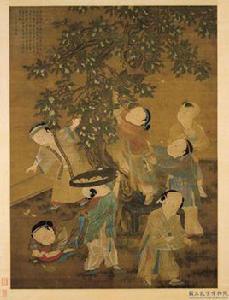 宋人撲棗圖軸 宋人撲棗圖軸