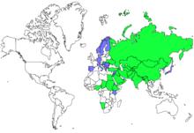 綠：原生種分布；紫：迷鳥分布（稀少）
