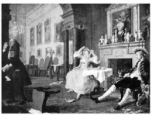 圖為引起爭議的油畫《時髦的婚姻》