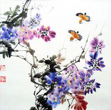 畫家李振凱國畫作品《紫藤》