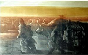 暮歸 銅版美柔汀技法