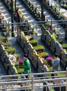 南京雨花功德園陵園推出“墓地點歌”服務。