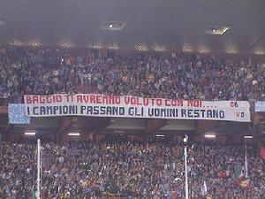 巴喬最後一戰球迷打出的標語