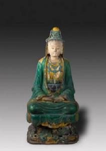明三彩琉璃觀音像 明三彩琉璃觀音像