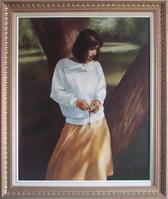 於立極油畫《林中少女》