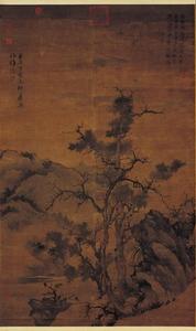 元張舜咨畫古木飛泉軸