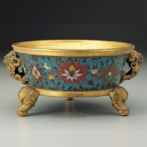明景泰款掐絲琺瑯象足洗 明景泰款掐絲琺瑯象足洗