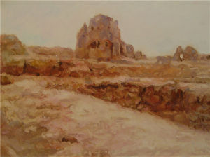 油畫+《交河古城》+60x90cm+2015年+入選全國名家作品邀請展