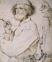 （圖）《畫家與鑑賞家》，約1565年，被認為是布勒哲爾的自畫像。