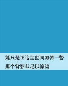 她只是在這塵世間匆匆一瞥那個背影卻足以驚鴻 她只是在這塵世間匆匆一瞥那個背影卻足以驚鴻