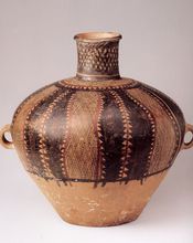 葫蘆形網紋彩陶壺