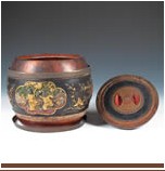 民國隱起描金鼓形果桶 民國隱起描金鼓形果桶