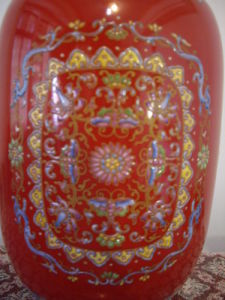 乾隆珊瑚紅堆彩冬瓜瓶    3