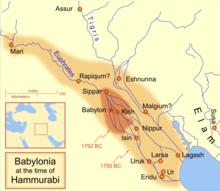 漢謨拉比即位及逝世時巴比倫王國領土對比