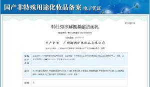 韓仕秀水解胺基酸潔面乳備案