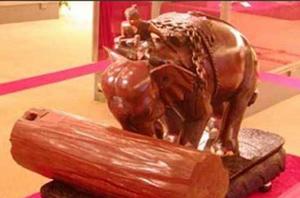 柚木雕大象運木 柚木雕大象運木