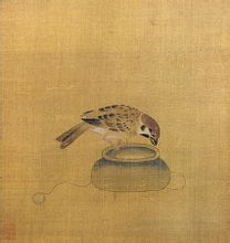 宋人畫馴禽俯啄圖 宋人畫馴禽俯啄圖