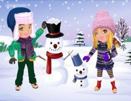 小情侶堆雪人 小情侶堆雪人