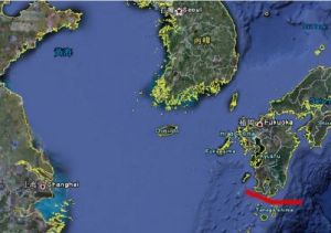 大隅海峽（標紅處）