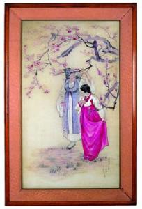 朝鮮首相金日成贈送宋慶齡的朝鮮刺繡掛屏