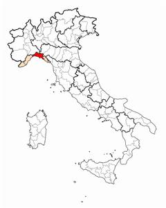 熱那亞省在義大利的位置（紅色區域）