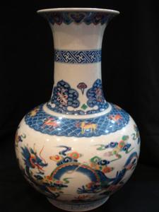 （圖）康熙青花五彩長頸瓶