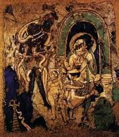 克孜爾石窟壁畫須達拿施捨子女圖 克孜爾石窟壁畫須達拿施捨子女圖