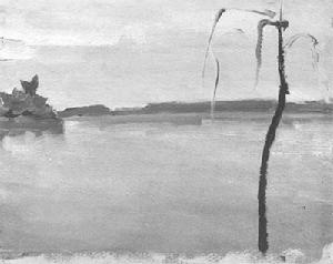 趙文量1968年畫玉淵潭的作品《一棵小樹》。