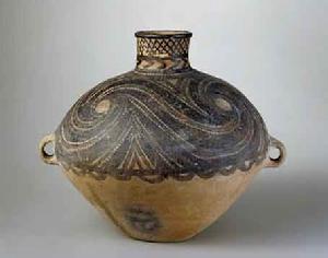 彩陶漩渦紋雙耳罐