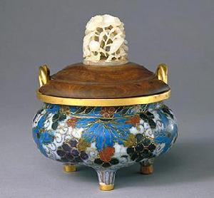 掐絲琺瑯葡萄紋繩耳爐 掐絲琺瑯葡萄紋繩耳爐