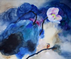 黃月花鳥油畫-----《清靜中芳》  布面油彩 100㎝&times;120㎝