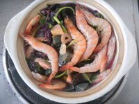 鮮蝦皮蛋莧菜煲 鮮蝦皮蛋莧菜煲