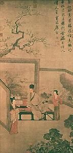 明唐寅仿唐人仕女軸 明唐寅仿唐人仕女軸